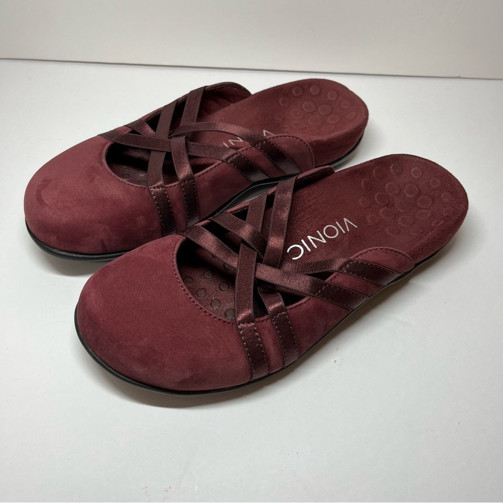 Vionic burgundy wine Claire slip on mules